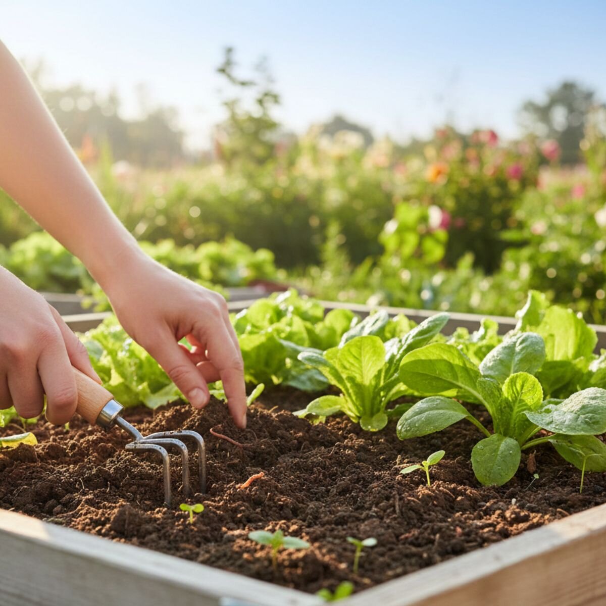 allentamento-delicato-della-compattazione-del-terreno-nell-orto-rialzato