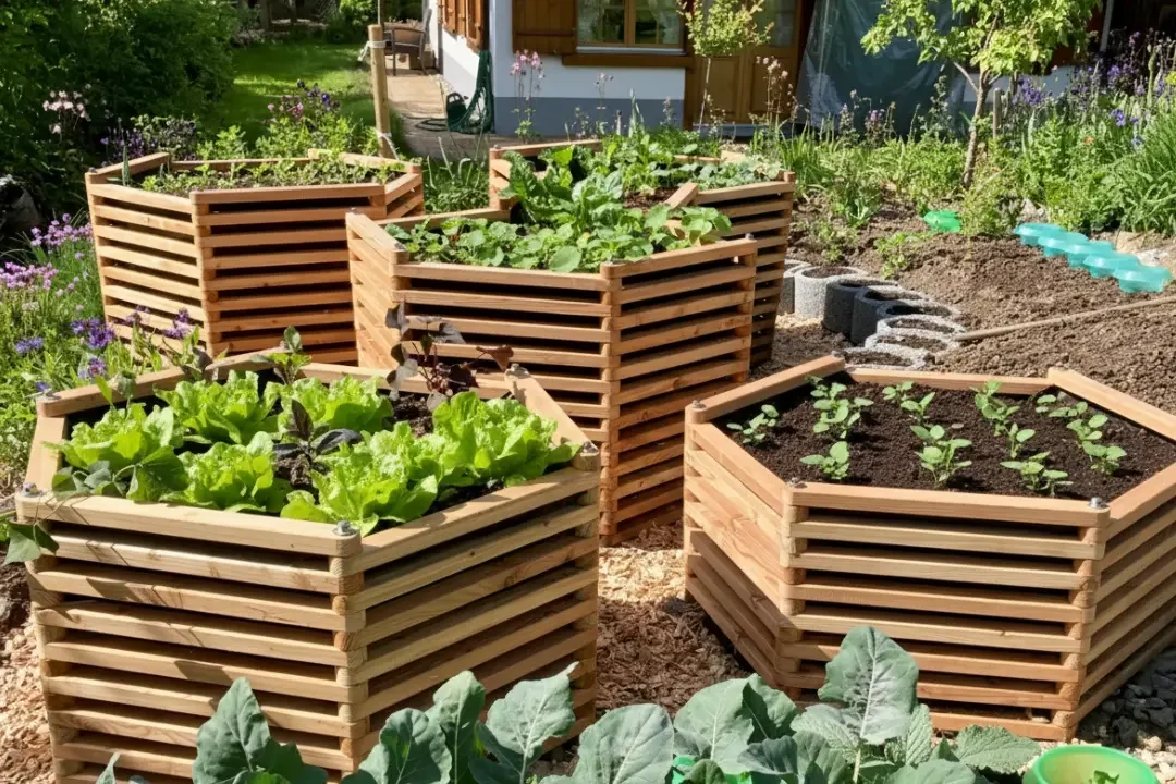 Hochbeet aus Holz in Sechseck - Form