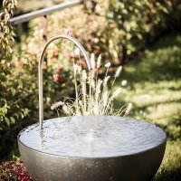 Ciotola d acqua Aqualuna D80 nera con ingresso in acciaio inox satinato