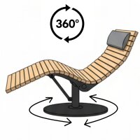 Sdraio girevole per 1 persona con tavolino e piastra di base