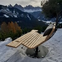 Sdraio girevole per 2 persone con tavolino e piastra di base