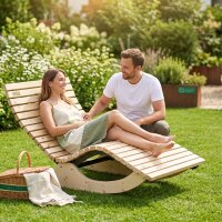 Lettino a dondolo per 1 persona in legno di cirmolo