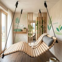 Die "LeoLiege" - Hängeliege für 2 Personen aus Zirbenholz